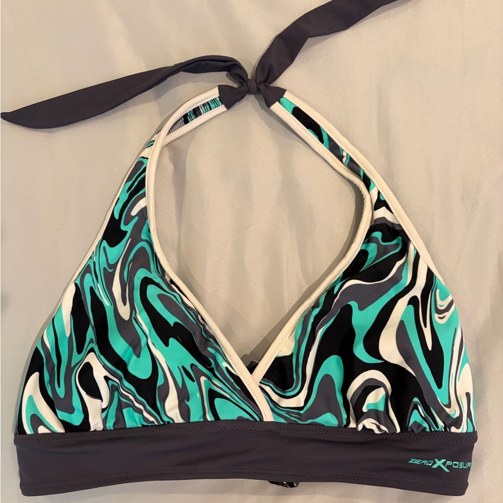 ZeroXposur Teal Swirl Halter Bikini Top